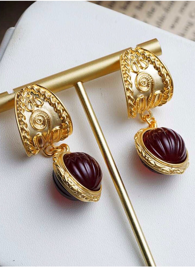Dangle Charms Elegant 18k Gold Plated Earrings For Women  - Image 3