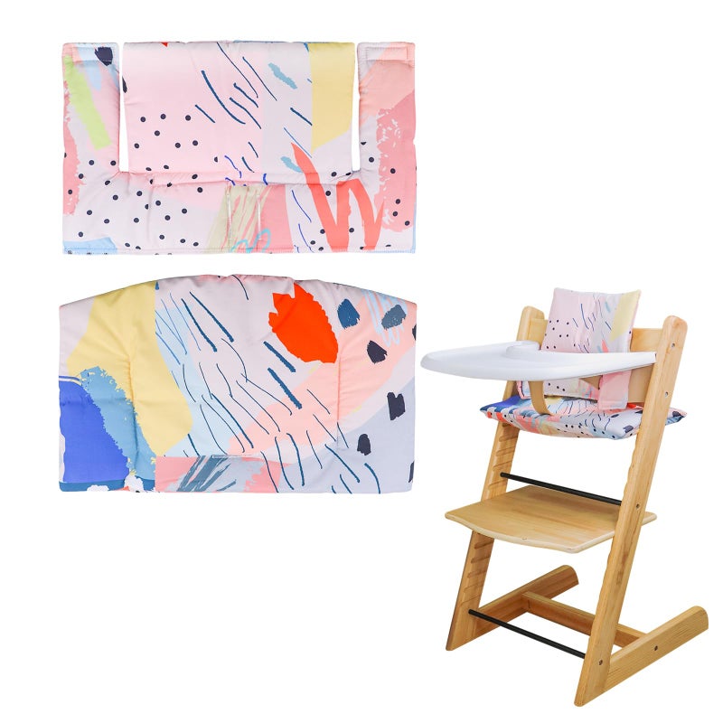 LLHQAMT High Chair Cushion Soft and Comfortable for Tripp Trapp High Chair Cushion for Tripp Trapp Cushion Set Makes It Safer and More Comfortable for Baby to Sit On Colorful Spots Pattern