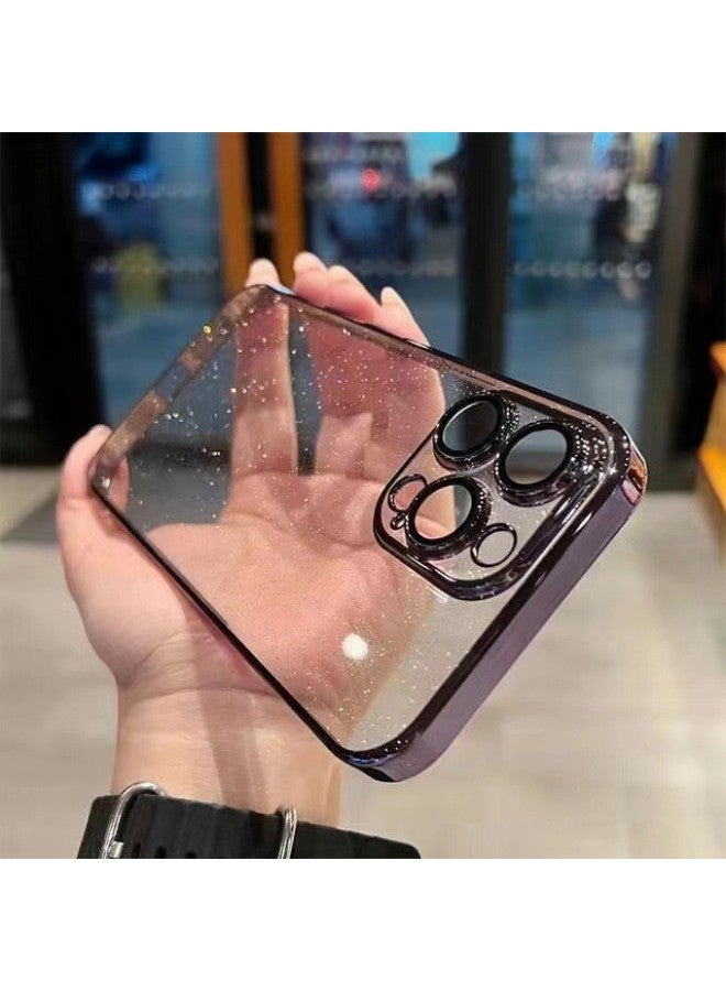 Simple Solid Color Glitter Gradient IPhone15/16ProMax Hard Shell Apple 14 Phone Case For IP13/12-Colour:Magnetic Graphite Black-glitter Pc Tpy-Applicable Model:Apple 15promax