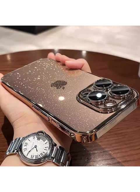 Simple Solid Color Glitter Gradient IPhone15/16ProMax Hard Shell Apple 14 Phone Case For IP13/12-Colour:Magnetic Graphite Black-glitter Pc Tpy-Applicable Model:Apple 15promax