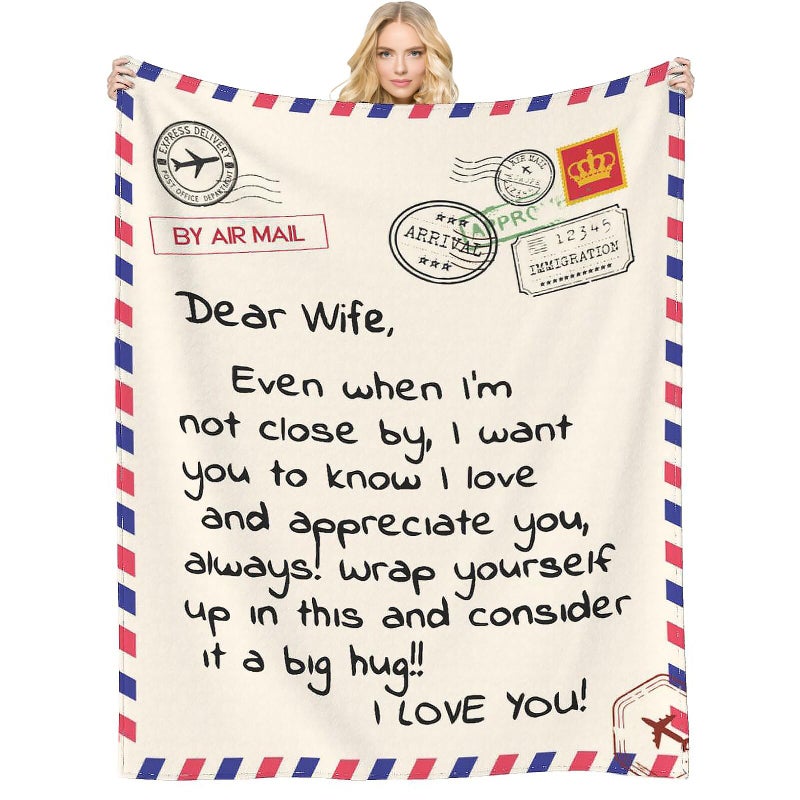 Menghao Gifts Blanket To Wife From Husband  Anniversary Birthday Gifts For Wife  Presents For Wife Mother'S Day Christmas  Valentines  Soft Flannel Throw Blanket Bed Wife Blanket Gift(50X60'') - Image 1