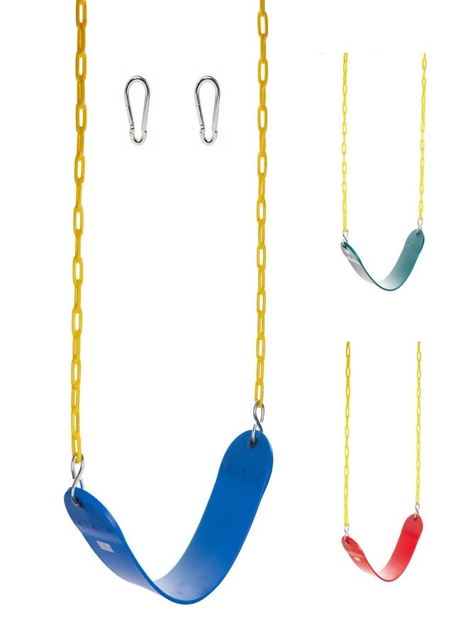 Squirrel Products Heavy Duty Strap Swing Seat - Heavy Duty Swing Seat Replacement and Carabiners for Easy Install - Blue - Image 1