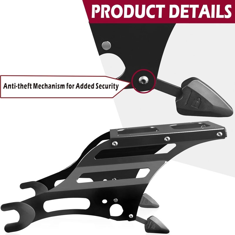 HARVARDS CHROME Detachable Two-Up Mounting Luggage Rack for Indian Motorcycles 2014-2024 - Image 3