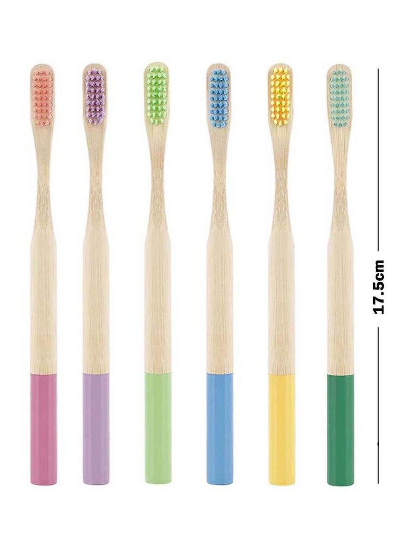 NIBEMINENT Bamboo Toothbrushes Soft Bristles Eco-Friendly Natura Toothbrush Set Biodegradable Compostable Organic Charcoal Wooden toothbrushes 6 Pcs - Image 2