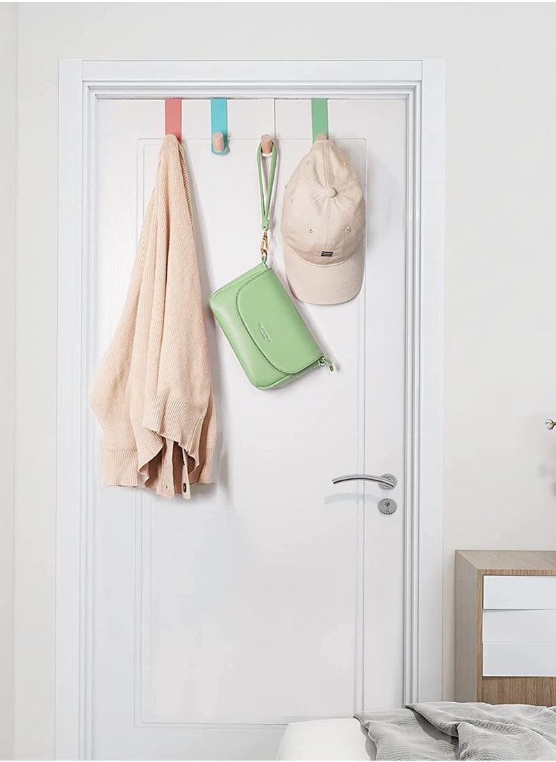 SYOSI Coat Hooks Over Door Heavy Duty Wooden Colour Towel Hooks Back of Door Hanging Hanger for Clothes Hat Jacket Clothing, 4pack  - Image 3