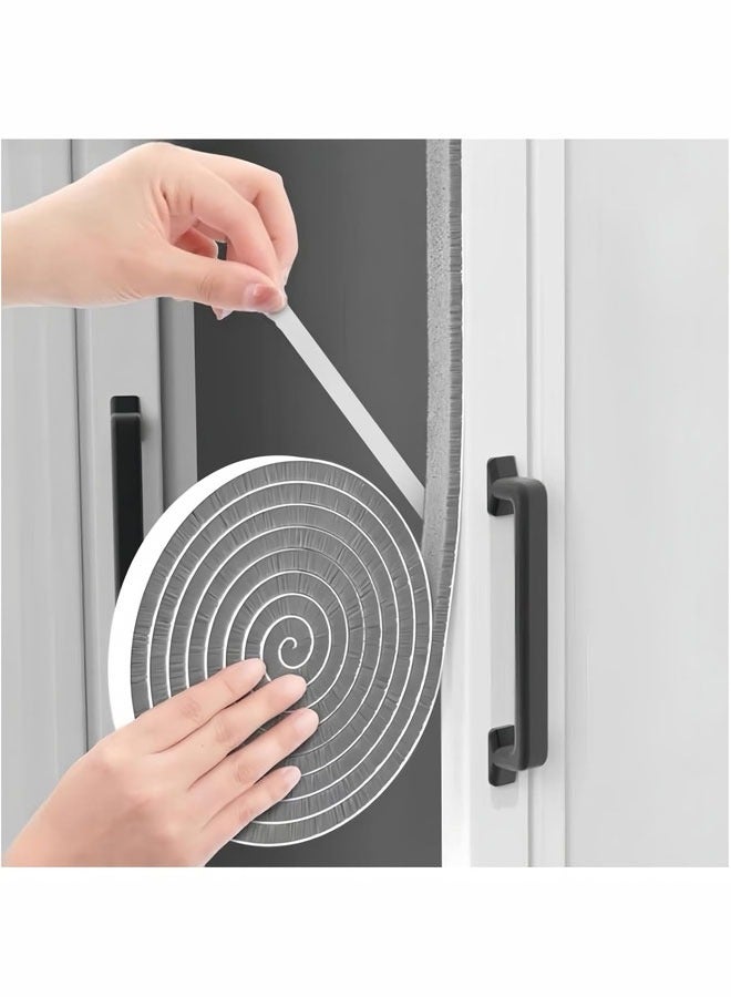 5M Self-Adhesive Weather Stripping Door Seal Strip Brush Weather Stripping Door Brush Seal Strip,Door Soundproofing Strip,Window Noise Blocker,Self Adhesive Draft Blocker for Windows and Doors House Soundproofing,Windproof,Dustproof,Stronger Stickiness 9*9MM  - Image 1