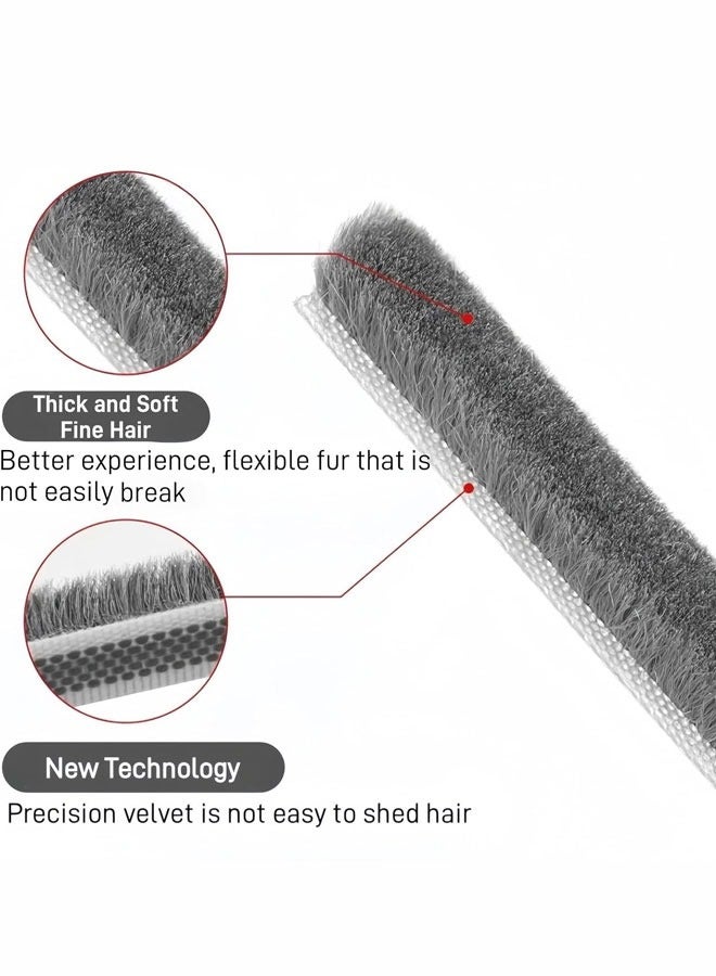 5M Self-Adhesive Weather Stripping Door Seal Strip Brush Weather Stripping Door Brush Seal Strip,Door Soundproofing Strip,Window Noise Blocker,Self Adhesive Draft Blocker for Windows and Doors House Soundproofing,Windproof,Dustproof,Stronger Stickiness 9*9MM  - Image 2