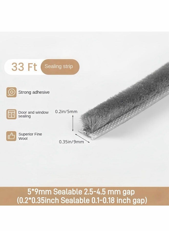 5M Self-Adhesive Weather Stripping Door Seal Strip Brush Weather Stripping Door Brush Seal Strip,Door Soundproofing Strip,Window Noise Blocker,Self Adhesive Draft Blocker for Windows and Doors House Soundproofing,Windproof,Dustproof,Stronger Stickiness 9*9MM  - Image 3