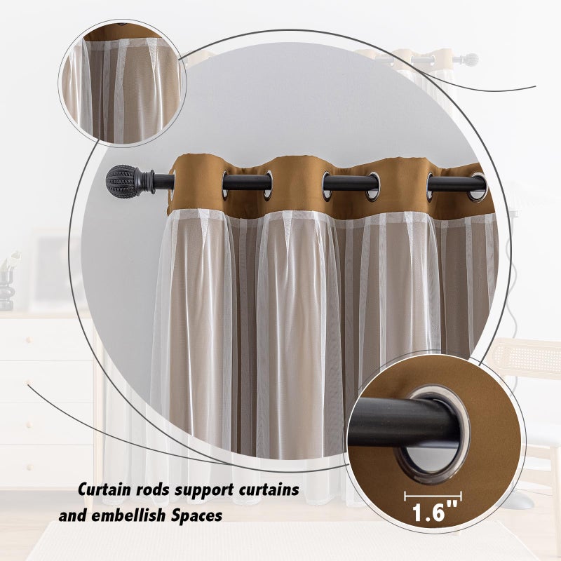 Anytime Home Curtains Blackout and Sheer Layered Solid Window Curtain Panel Pair with Grommet Top, 52Wx63L,Coffee - Image 3