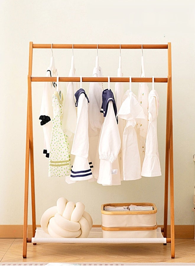 HOOPZOZA Foldable Clothes Rack with Double Rods 80cm Garment Rack Coat Rack Bamboo Clothes Hanger Organizer Clothes Garment Rack with Bottom Storage Shelf for Home Bedroom - Image 1