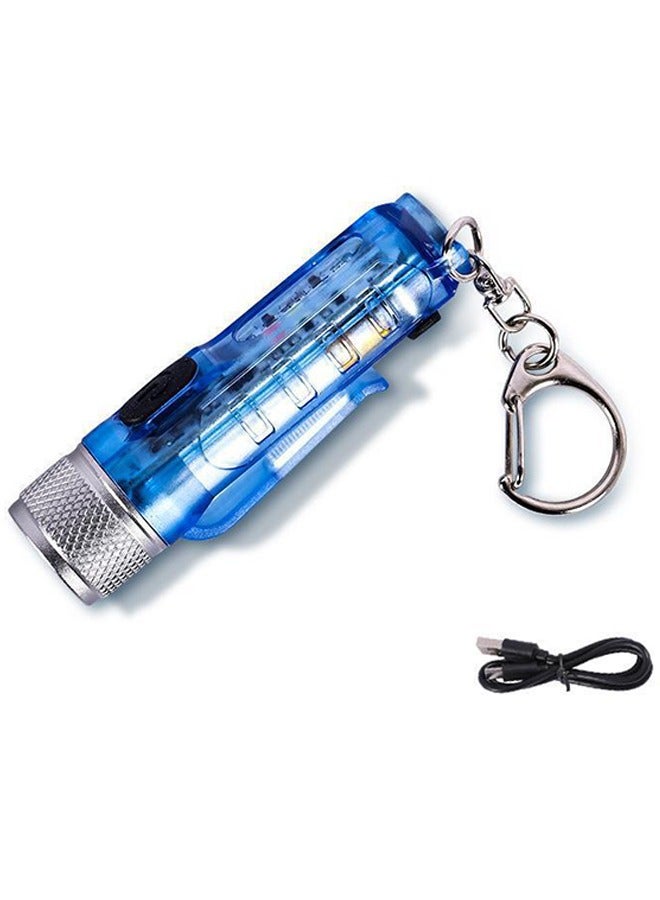 Mini LED Flashlights Keychain Flashlights EDC Portable Pocket Bright Flashlight High lumens USB Rechargeable Mini Keychain Flashlight for Daily Using Backpacking Camping and Hiking Blue  - Image 1