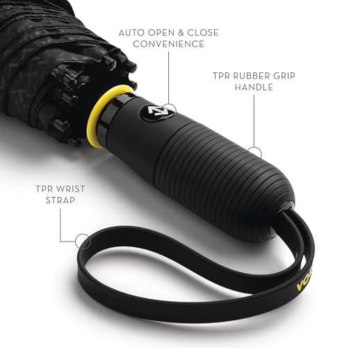 ShedRain Vex Black Compact Umbrella, Folds to 11", 43" Arc, One-Hand Operation, Windproof up to 75 mph - Image 4