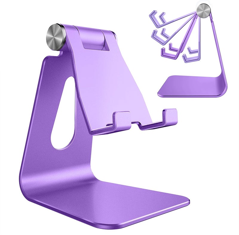 CreaDream Adjustable Cell Phone Stand, Phone Stand, Cradle, Dock, Holder, Aluminum Desktop Stand Compatible with Phone 15 14 13 12 11 Pro Max Plus SE, Accessories Desk, All Mobile Phones-Dark Purple - Image 1