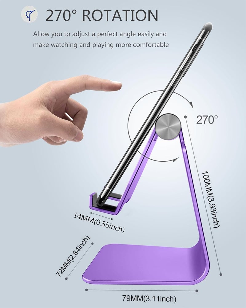 CreaDream Adjustable Cell Phone Stand, Phone Stand, Cradle, Dock, Holder, Aluminum Desktop Stand Compatible with Phone 15 14 13 12 11 Pro Max Plus SE, Accessories Desk, All Mobile Phones-Dark Purple - Image 3