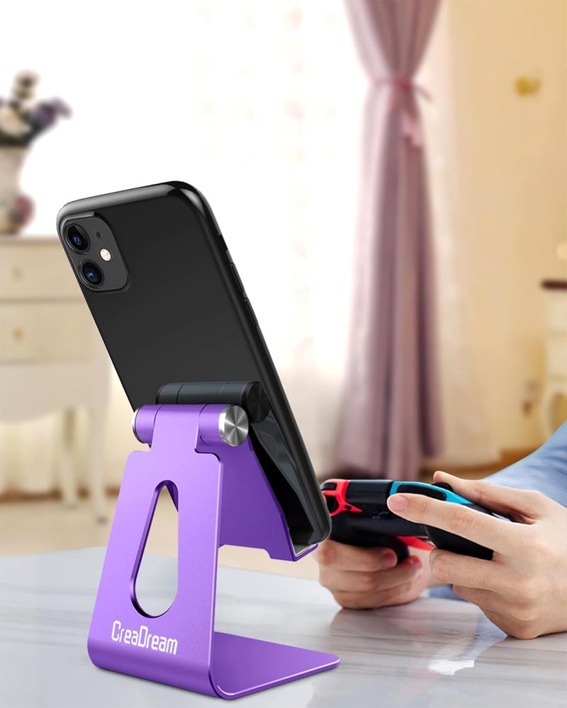 CreaDream Adjustable Cell Phone Stand, Phone Stand, Cradle, Dock, Holder, Aluminum Desktop Stand Compatible with Phone 15 14 13 12 11 Pro Max Plus SE, Accessories Desk, All Mobile Phones-Dark Purple - Image 4