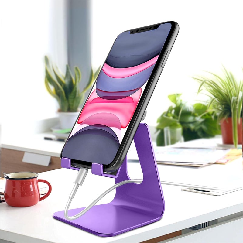 CreaDream Adjustable Cell Phone Stand, Phone Stand, Cradle, Dock, Holder, Aluminum Desktop Stand Compatible with Phone 15 14 13 12 11 Pro Max Plus SE, Accessories Desk, All Mobile Phones-Dark Purple - Image 2