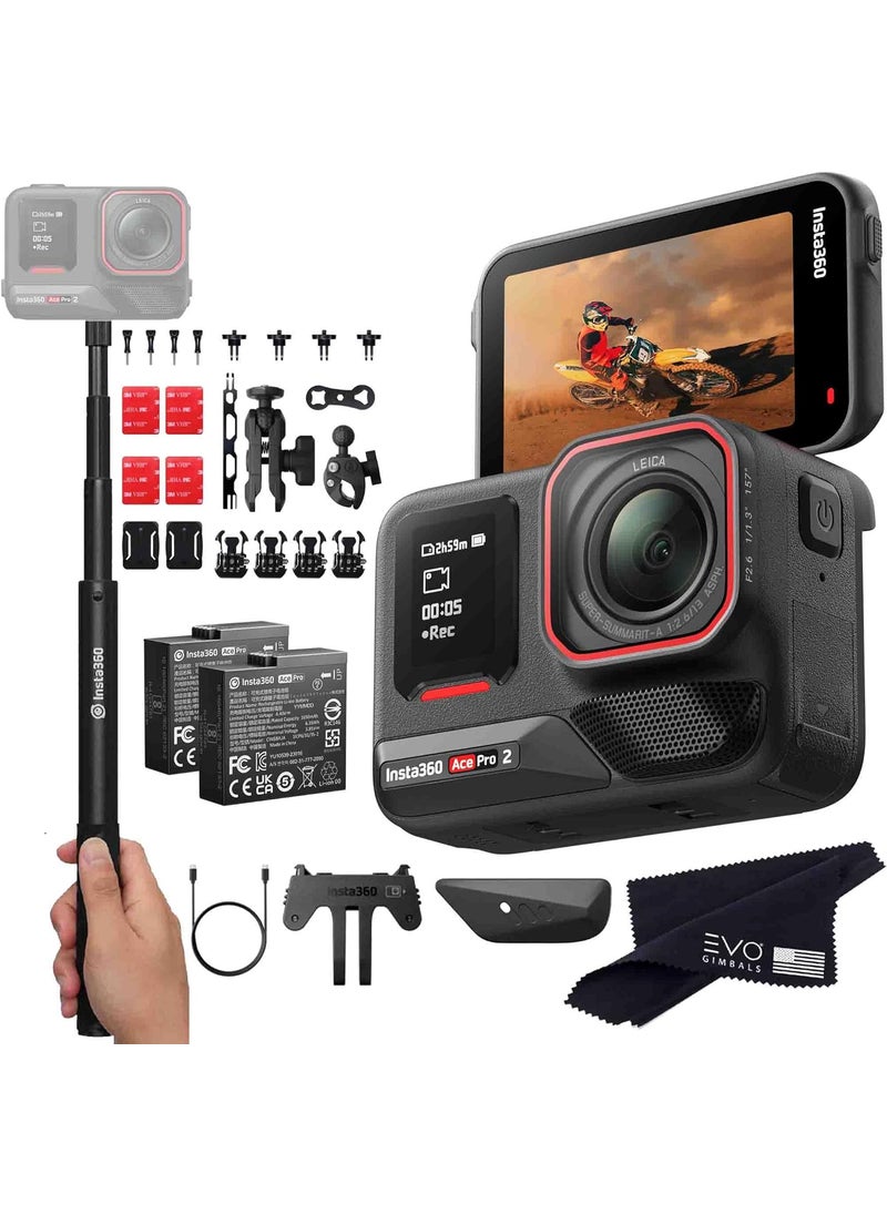 Insta360 Insta360 Ace Pro 2 Motorcycle Bundle 8K Waterproof Action Camera CoEngineered with Leica Flagship 113 Sensor 8K30 25 Flip ScreenIncludes Motorcycle Bundle Invisible Selfie Stick  - Image 1