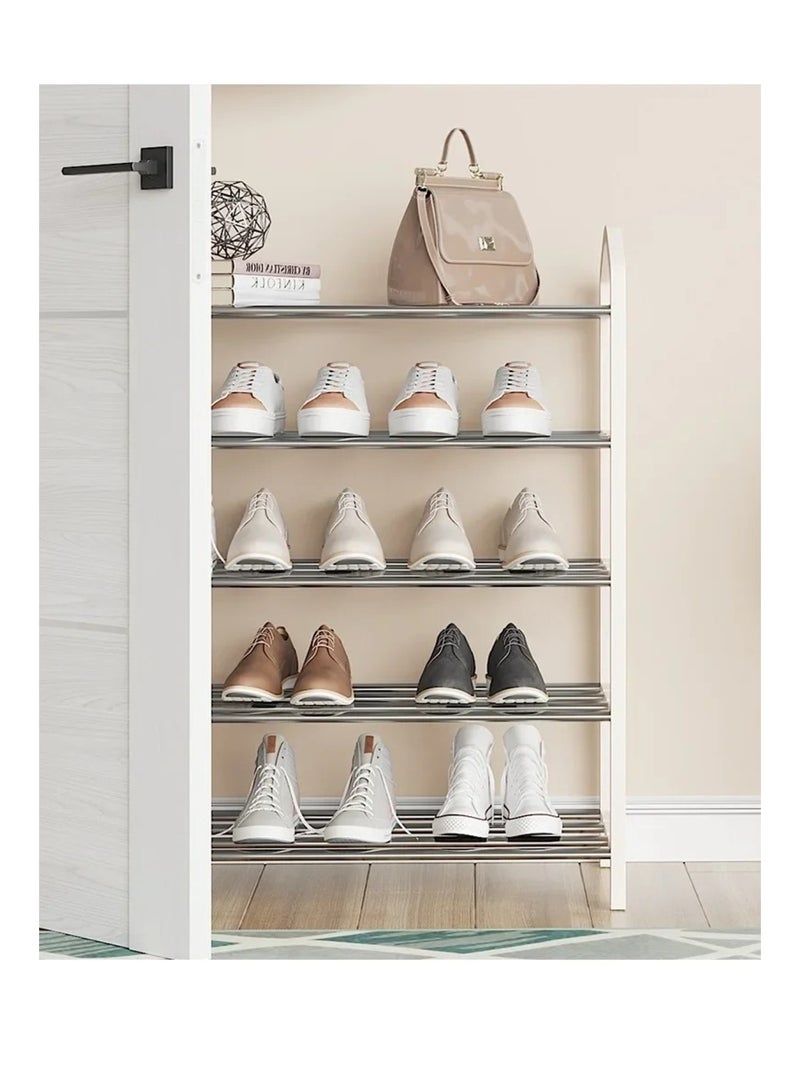 Huitich 5-Tier Shoe Rack Storage Organizer: Stylish, Sturdy, and Space-Saving White - Image 5