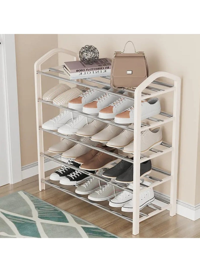 Huitich 5-Tier Shoe Rack Storage Organizer: Stylish, Sturdy, and Space-Saving White - Image 4