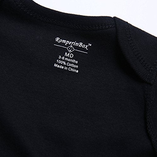 ROMPERINBOX Unisex Solid Baby Bodysuit 0-24 Months (3-6 months, Black long sleeve) - Image 5