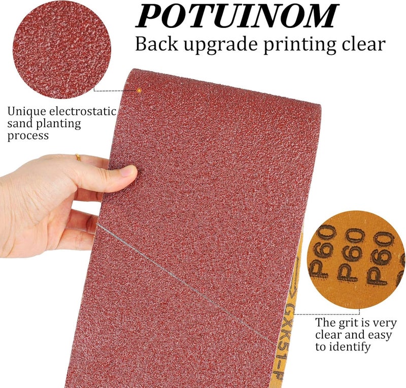 POTUINOM Sanding Belt 4 x 24 Inch,Belt Sander Belts 40 Grits,Best for Sanding Wood,Metal and Paint(10 Pack) - Image 3