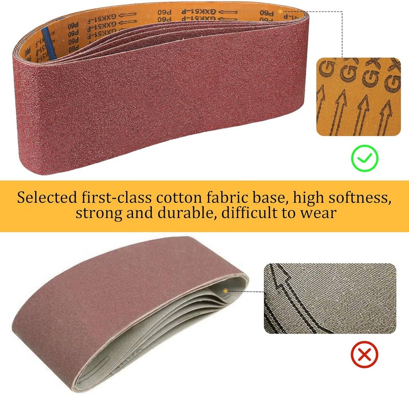 POTUINOM Sanding Belt 4 x 24 Inch,Belt Sander Belts 40 Grits,Best for Sanding Wood,Metal and Paint(10 Pack) - Image 4