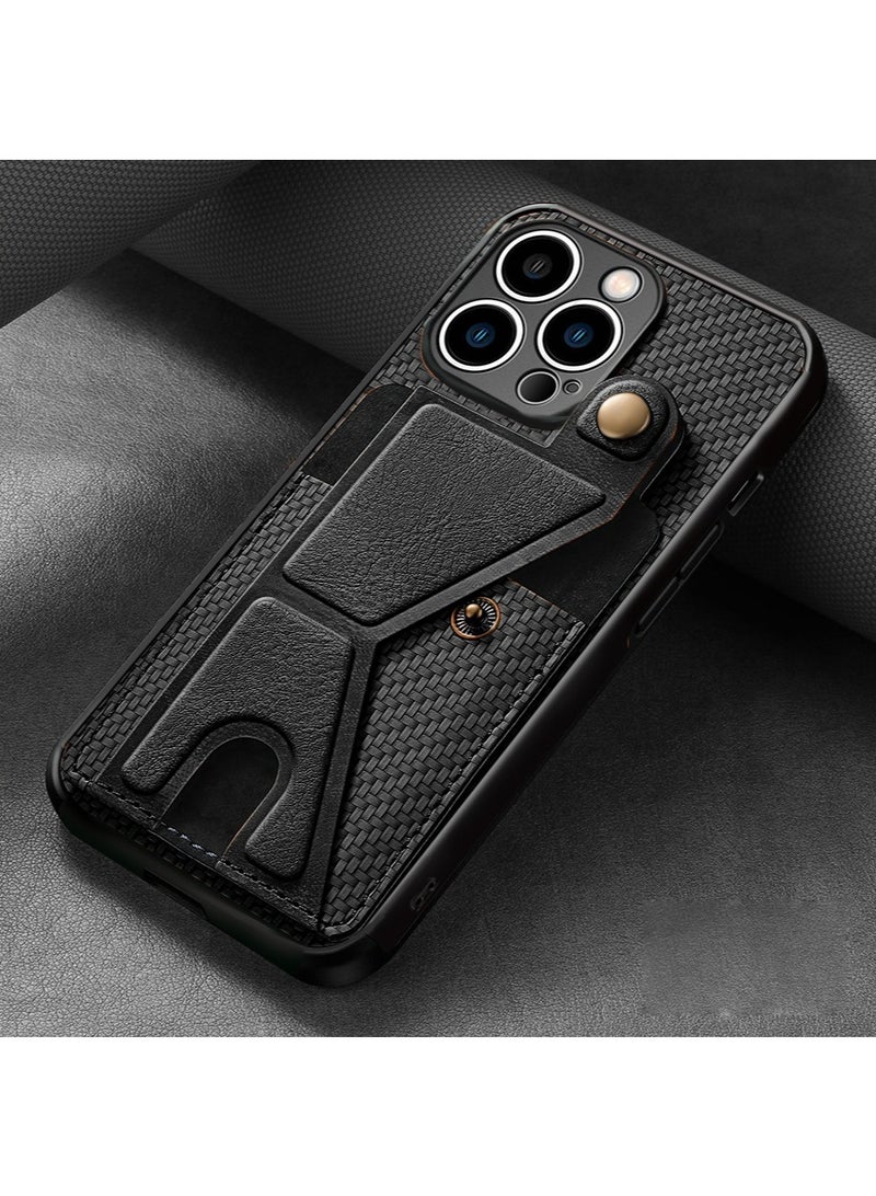 iPhone 15 Pro Wallet Case Cover with Phone Holder and Hand Strap, Anti-scratch Shockproof Protective Leather Kickstand Card Slots Back Case Accessories Protection Protector for iPhone 15 Pro  - Image 1
