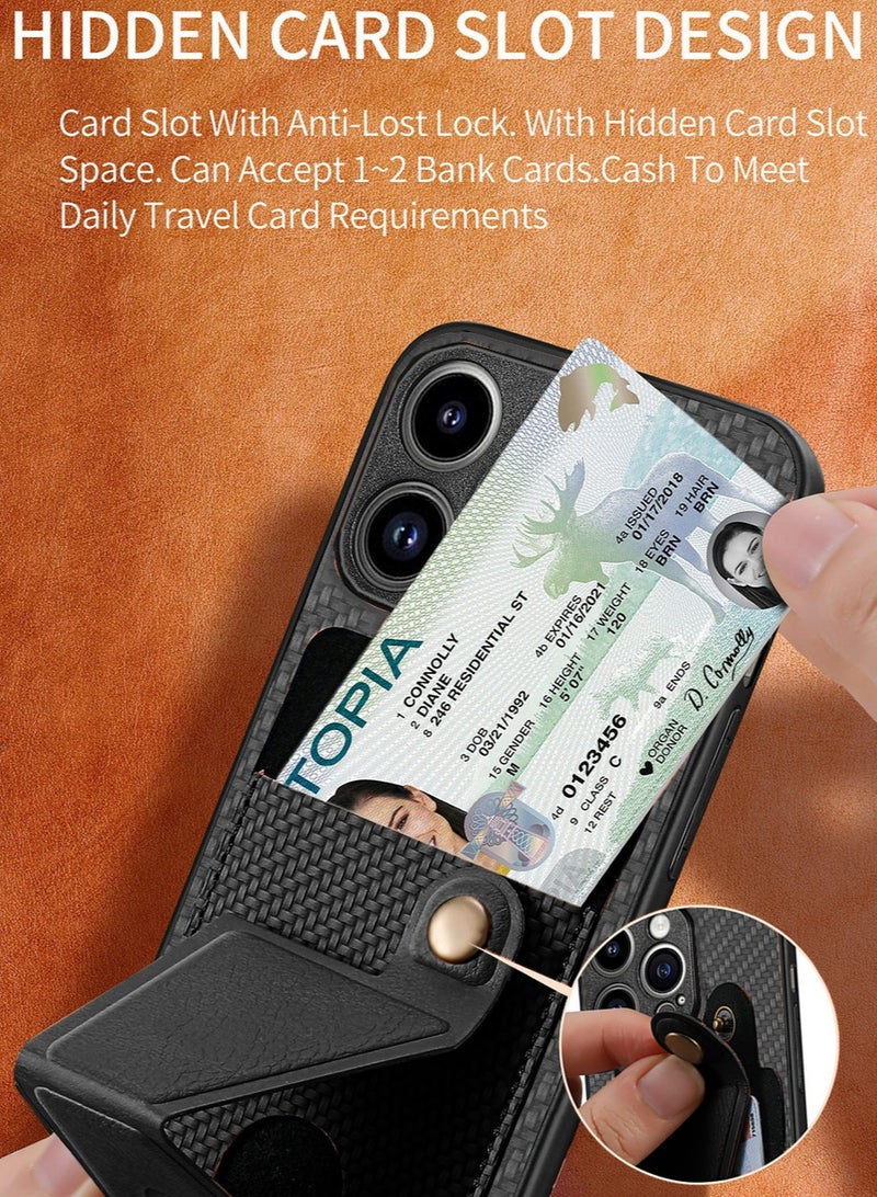 iPhone 15 Pro Wallet Case Cover with Phone Holder and Hand Strap, Anti-scratch Shockproof Protective Leather Kickstand Card Slots Back Case Accessories Protection Protector for iPhone 15 Pro  - Image 4