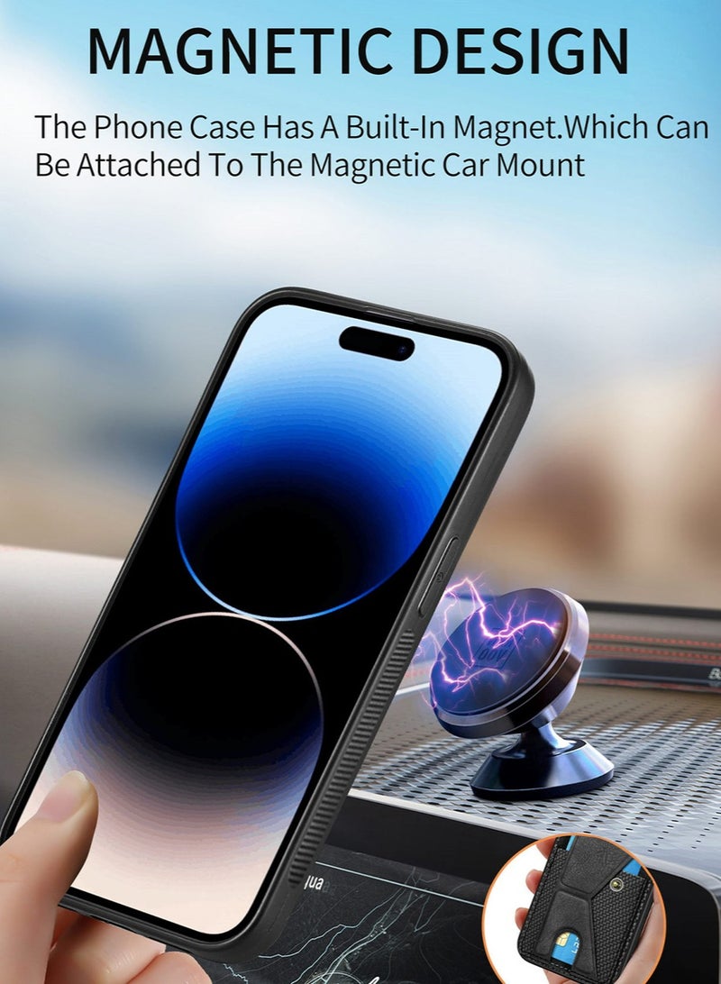 iPhone 15 Pro Wallet Case Cover with Phone Holder and Hand Strap, Anti-scratch Shockproof Protective Leather Kickstand Card Slots Back Case Accessories Protection Protector for iPhone 15 Pro  - Image 5