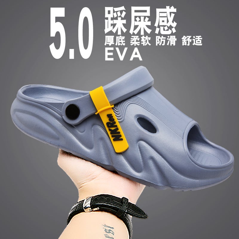 Trendy Brand Slippers For Men, Summer Outer Wear, Non-Slip Thick Soles, Dual-Purpose Sports Sandals, Driving Beach Shoes - Image 1