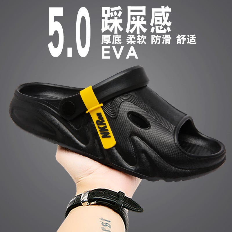 Trendy Brand Slippers For Men, Summer Outer Wear, Non-Slip Thick Soles, Dual-Purpose Sports Sandals, Driving Beach Shoes - Image 4