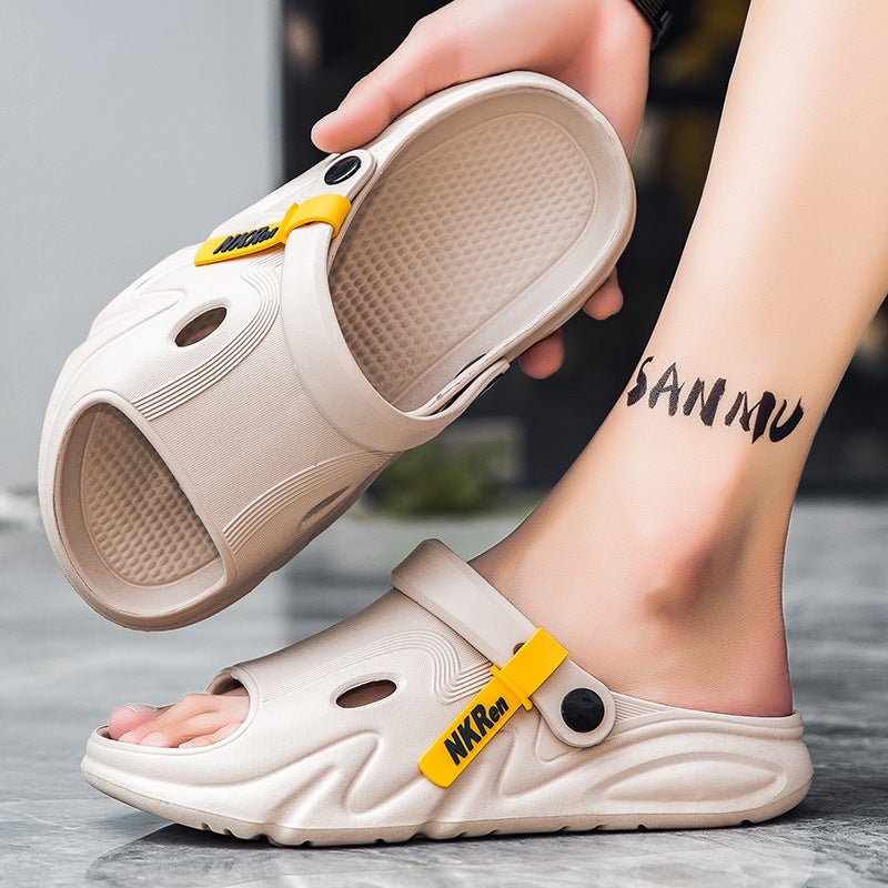 Trendy Brand Slippers For Men, Summer Outer Wear, Non-Slip Thick Soles, Dual-Purpose Sports Sandals, Driving Beach Shoes - Image 5