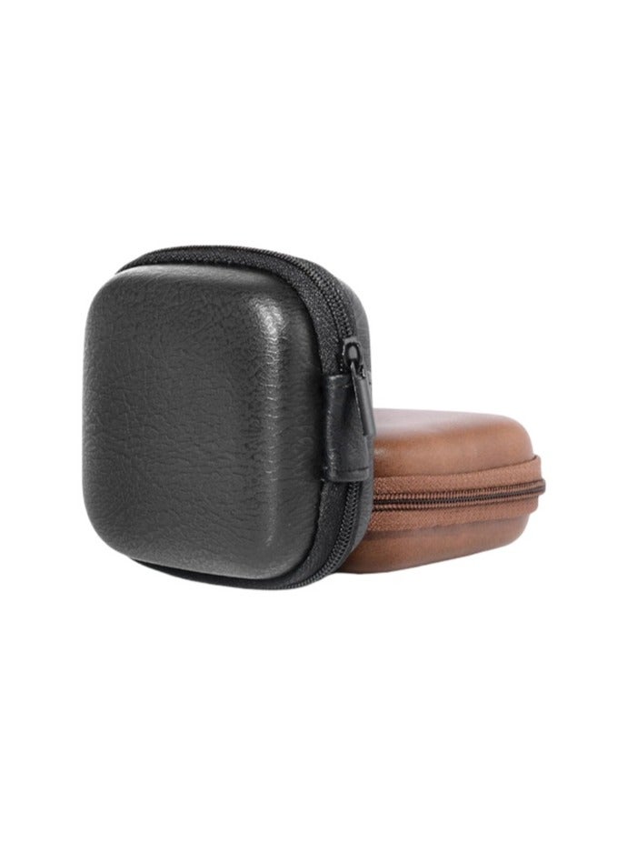 Retro leather in-ear earphone storage bag  Bluetooth headphone data cable protection box portable anti-pressure  - Image 2