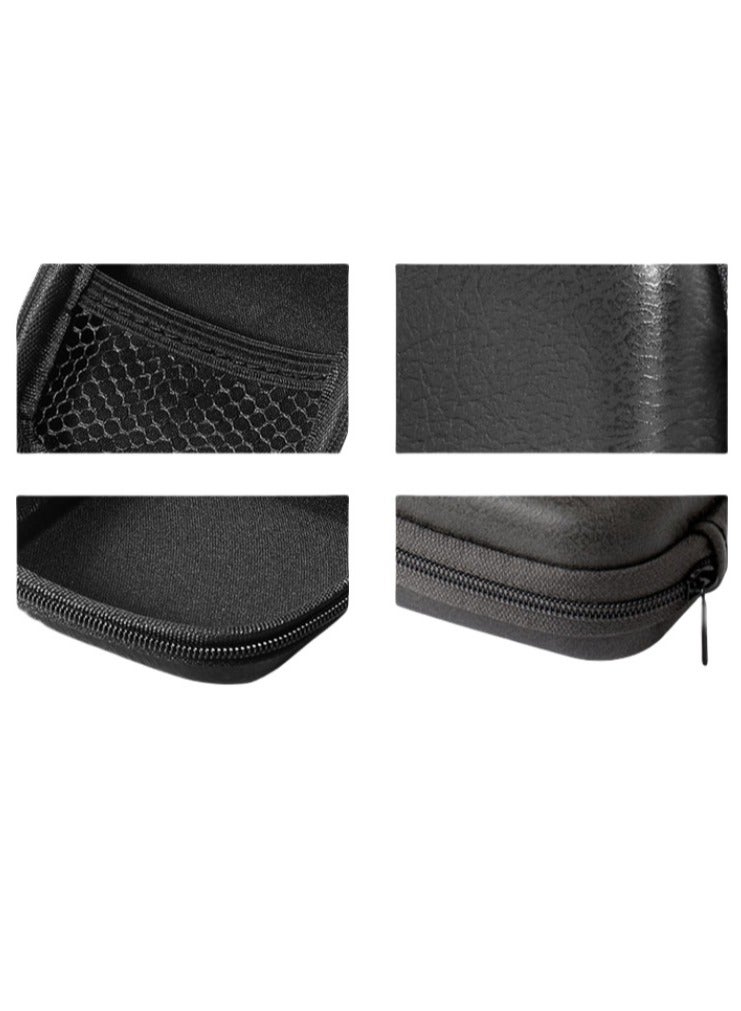 Retro leather in-ear earphone storage bag  Bluetooth headphone data cable protection box portable anti-pressure  - Image 3