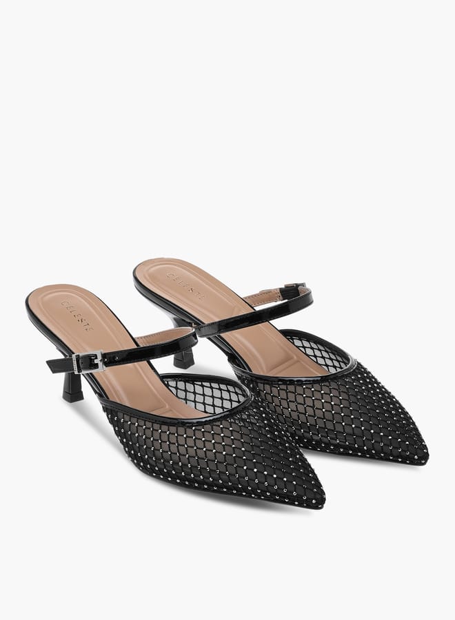 Celeste Womenâ€™s Embellished Pointed Toe Shoes with Kitten Heels - Image 1