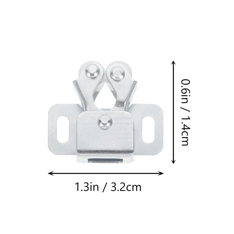 20 Pcs Cabinet Door Latch Double Roller Catch With Spring Buckle And Suction Beads For Furniture Cupboard Closet Hardware Installation Silver - Image 3