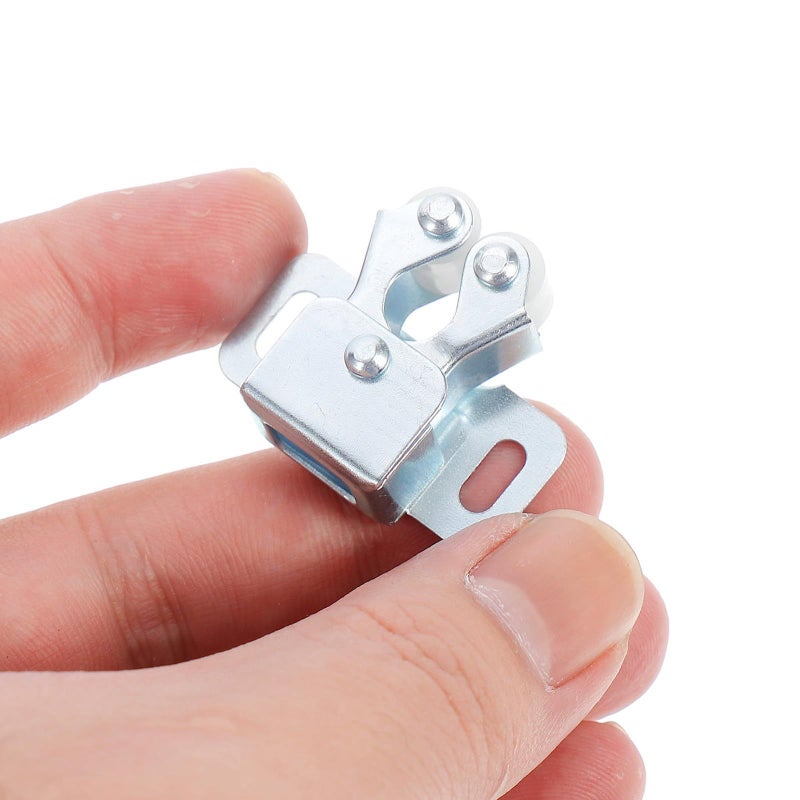 20 Pcs Cabinet Door Latch Double Roller Catch With Spring Buckle And Suction Beads For Furniture Cupboard Closet Hardware Installation Silver - Image 5