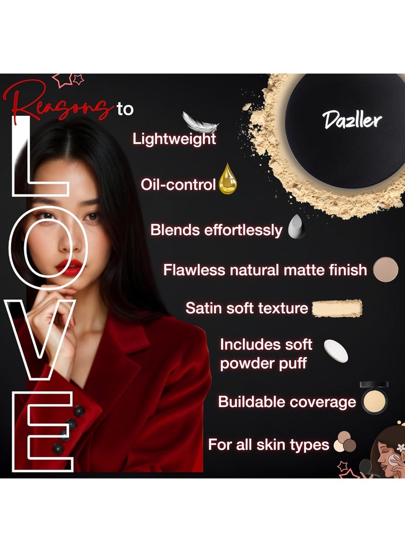 دازلير بودرة دازلر إبيك فينيش المضغوطة، بلمسة نهائية طبيعية غير لامعة، قابلة للتكثيف، للتحكم في الزيوت، مع فيتامين هـ، لجميع أنواع البشرة (بامبو) - 12 غرام - Image 2