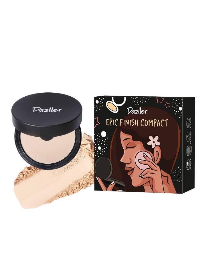 دازلير بودرة دازلر إبيك فينيش المضغوطة، بلمسة نهائية طبيعية غير لامعة، قابلة للتكثيف، للتحكم في الزيوت، مع فيتامين هـ، لجميع أنواع البشرة (بامبو) - 12 غرام - Image 1