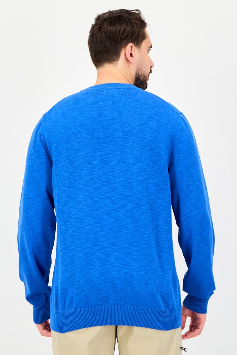 GANT Men Crew Neck Embroidered Logo Sweater, Blue - Image 3