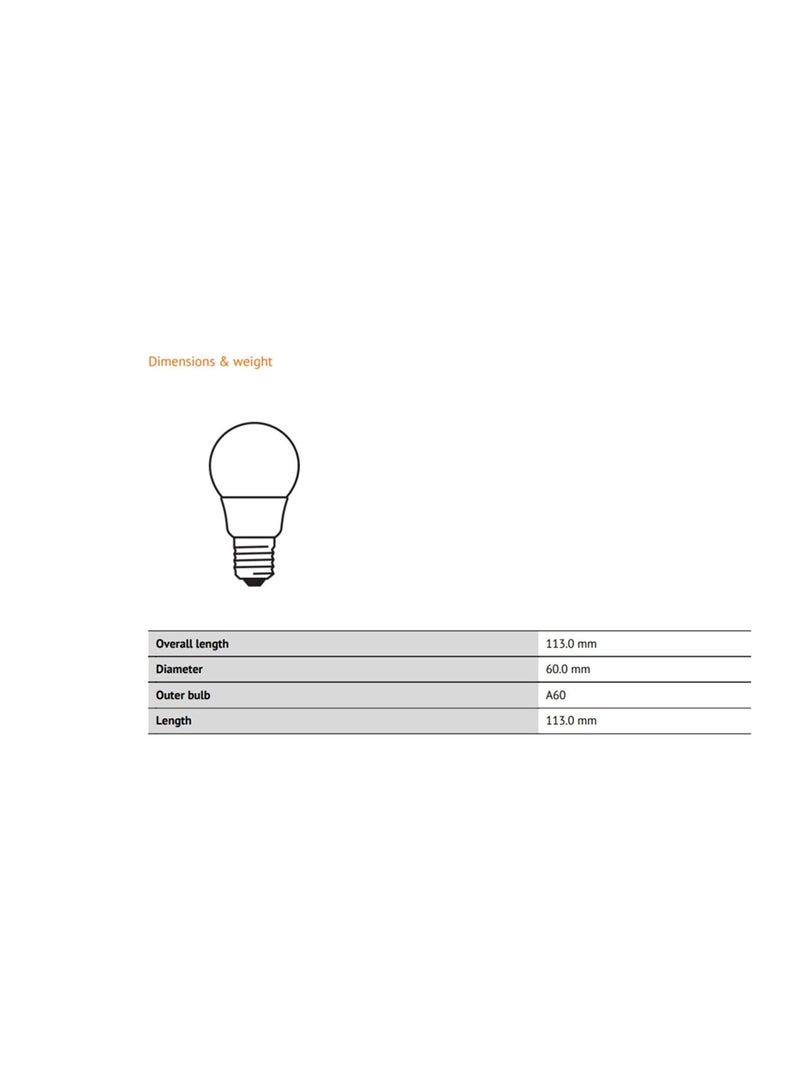OSRAM Osram LED Value Classic A60 Bulb E27 8.5W Daylight UV and Flicker Free No Blue Light Hazard 806lm 6500K Frosted with ESMA Approval Pack of 4 - Image 3