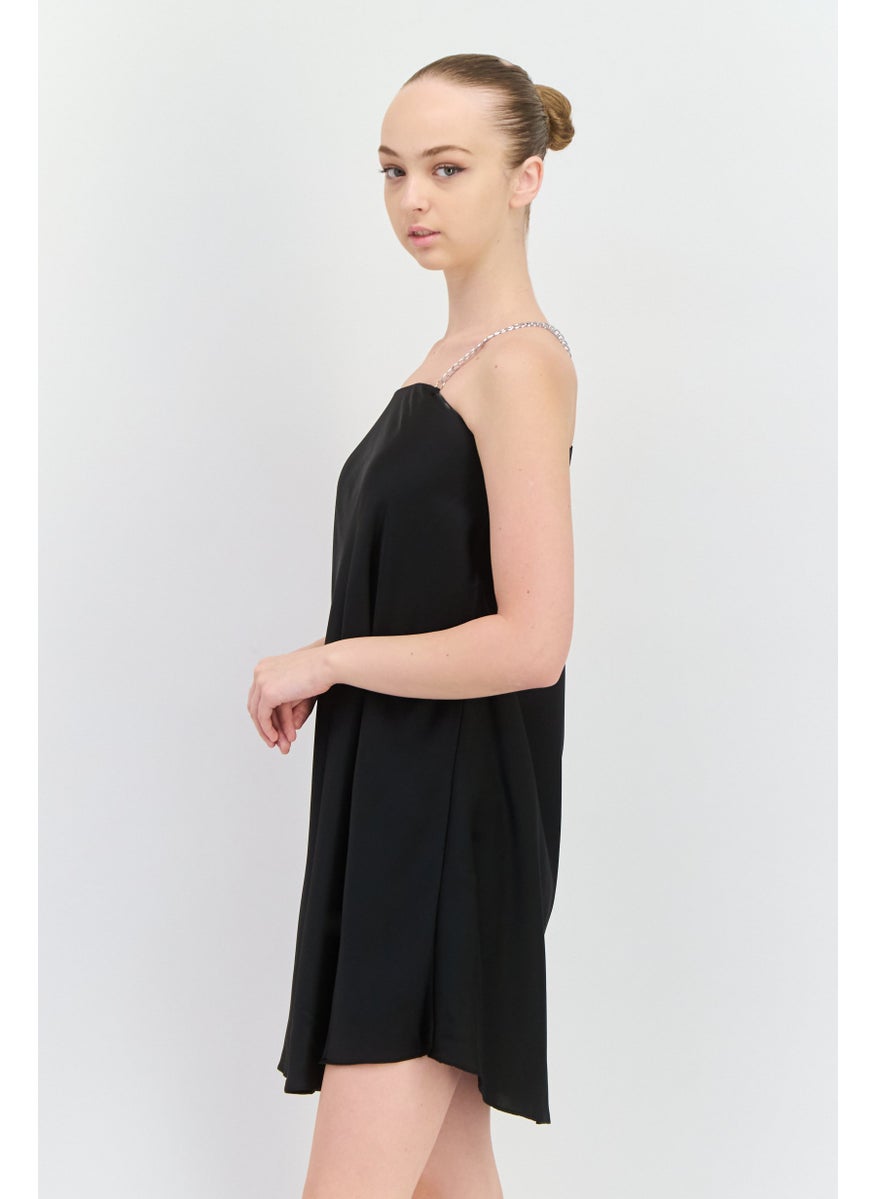 trendyol Women Solid Mini Dress, Black  - Image 2