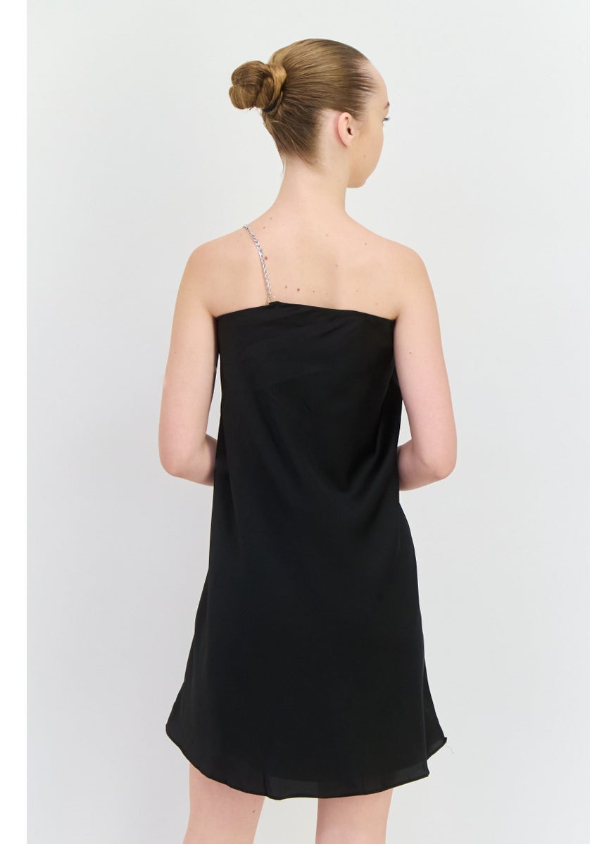 trendyol Women Solid Mini Dress, Black  - Image 3