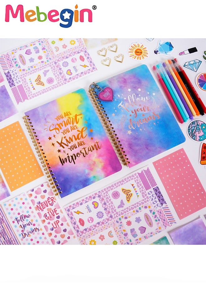 MEBEGIN DIY Journal Kit for Girls with Varity Accessories,DIY Journal Set for Tween Teen Girls,Stationery Set,Scrapbook Diary Supplies Set,Journaling Art Crafts Kit,Ideal Gifts for 8+ Year Old Girl  - Image 5