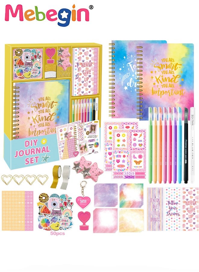 MEBEGIN DIY Journal Kit for Girls with Varity Accessories,DIY Journal Set for Tween Teen Girls,Stationery Set,Scrapbook Diary Supplies Set,Journaling Art Crafts Kit,Ideal Gifts for 8+ Year Old Girl  - Image 1