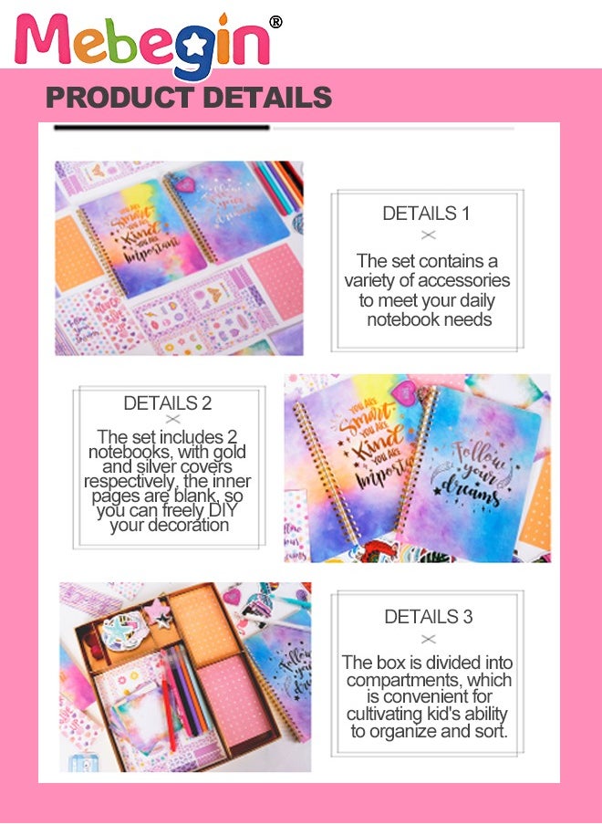 MEBEGIN DIY Journal Kit for Girls with Varity Accessories,DIY Journal Set for Tween Teen Girls,Stationery Set,Scrapbook Diary Supplies Set,Journaling Art Crafts Kit,Ideal Gifts for 8+ Year Old Girl  - Image 3