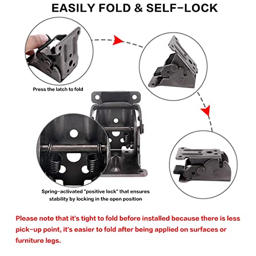 TopDirect 8 Pack Locking Hinge for Folding Table Brackets, Heavy Duty Folding Brackets 90 Degree Self Locking Folding Hinge for Table Legs Furniture - Image 5