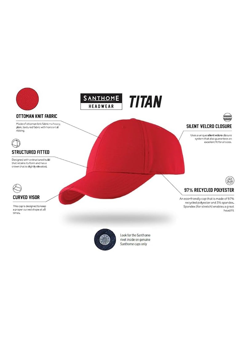 SANTHOME - Santhome Titan Cap for Men Branded Recycled structured 6 Panel Premium cap with a Stylish Heavy Ribbed Double Jersey Knit Structure with Silent Adjustable Velcro - Image 1
