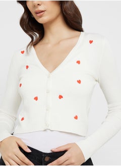 ONLY Heart Motif Button Detail Cardigan  - Image 3