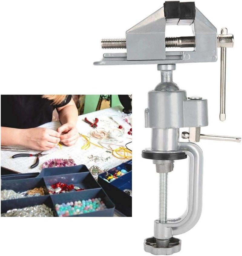 كلاراكو منضدة/ملزمة طاولة صغيرة من كلاركو، مصنوعة من سبائك الألومنيوم، تدور بزاوية 360 درجة، منضدة صغيرة، مشبك طاولة عالمي، أدوات إصلاح المجوهرات بنفسك، للأعمال الصغيرة، والحرف اليدوية، والفنون، والتفاصيل، والنجارة - Image 5